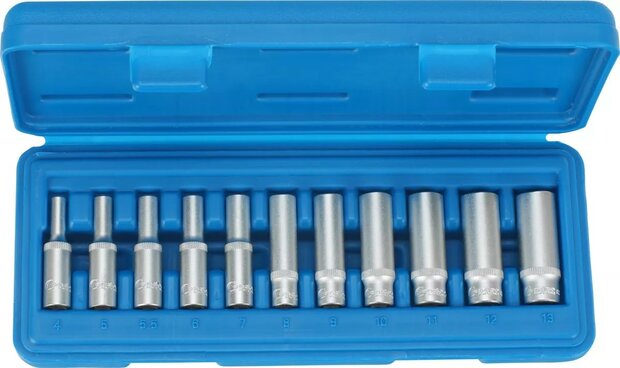 Jeu de douilles longues 11 pieces 1/4 hexagonales 4-13 mm 