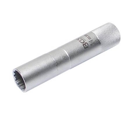 Douille de bougie a aimant douze pans, longue (3/8) 14 mm
