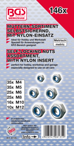 Assortiment decrous six pans nilstop 146 pieces