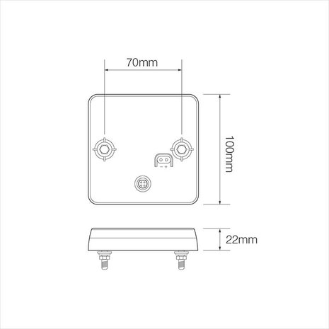 Fanale posteriore 12 24V 4 funzioni 100x100mm LED