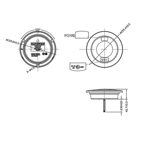 Fanale posteriore 3 funzioni 122mm 24LED cromato