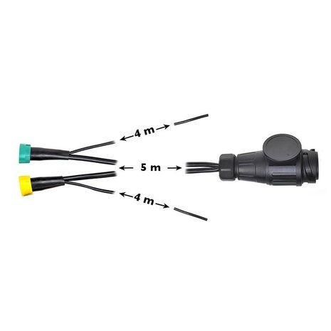 Faisceau cable 5M avec fiche 13-poles et 2x connecteur 5-poles + 4M DC