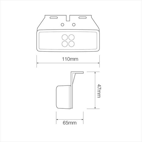 Feu de position 12/24V rouge 110x40mm LED avec support