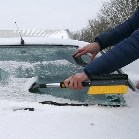 Brosse neige avec raclette et grattoir glace + manche telescopique