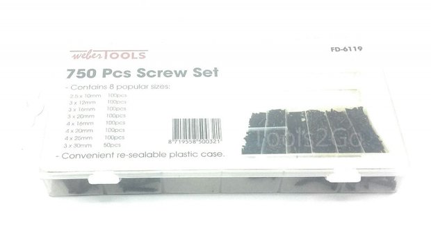 Assortiment de vis acier zinque noir 750 pcs