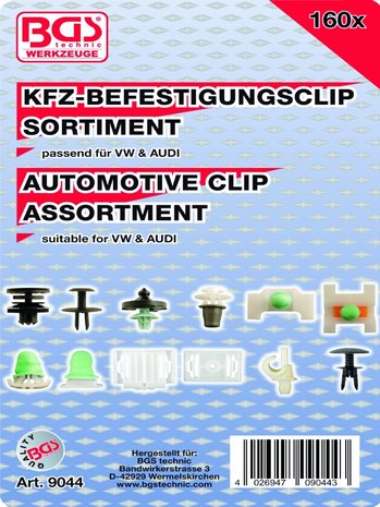 160 pieces Assortiment Clip automobile pour Audi et VW