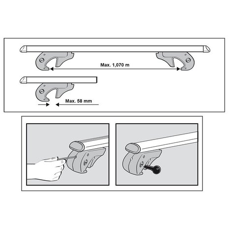 Barres de toit 120cm aluminium 90kg