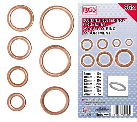 Assortiment en O-Ring en cuivre de 95 pieces 6-20 mm