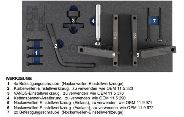 Jeu d'outils de synchronisation moteur pour BMW S65