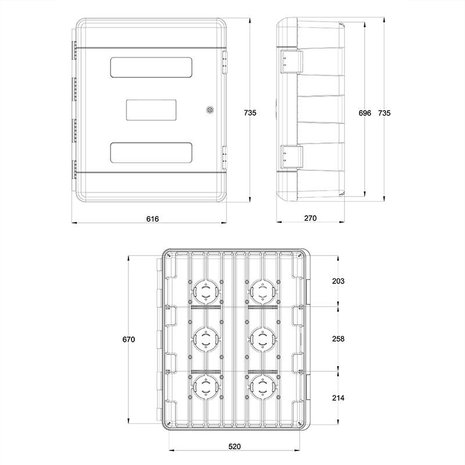 Coffres a outils 75,0L / 27,0x61,6x73,5cm avec 2 etageres + serrure a cylindre