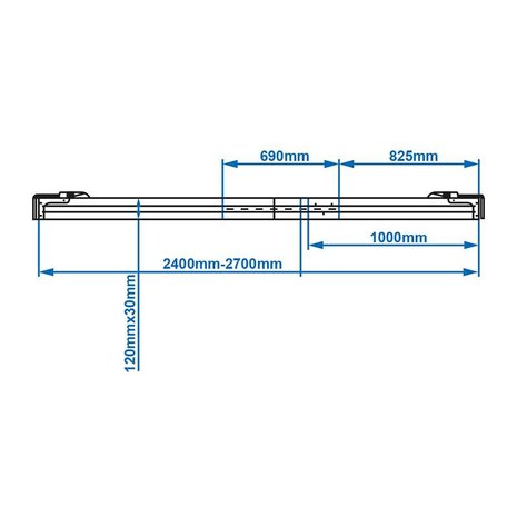 Poutre d'arrimage aluminium 2400-2700mm