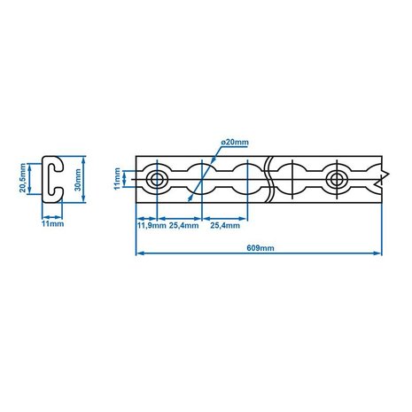 Rail d'arrimage aluminium 100cm