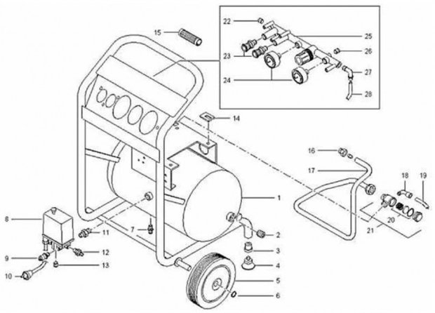 Compresseur de chantier mobile 10 bars, 20 litres