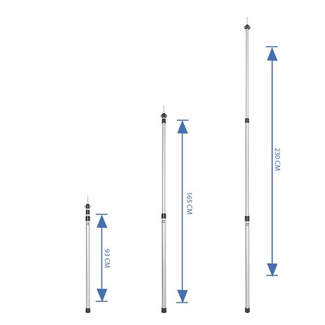 Poteau de tente telescopique 93-230cm jeu de 2 pieces