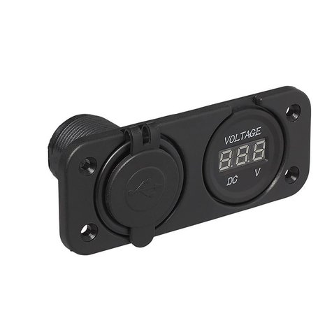 Kit d'encastrement : voltmetre 6-30V + port USB double type A 2x2100mA