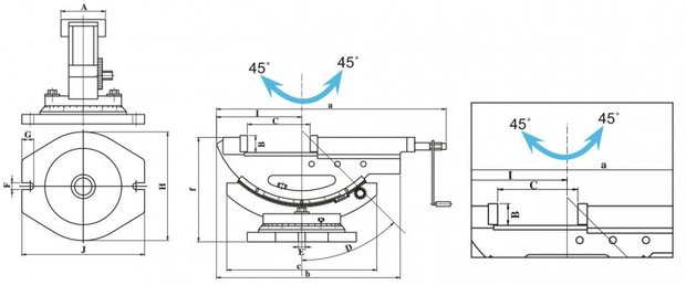 Etau bi-axial mecanique reglable - large ouverture 110mm