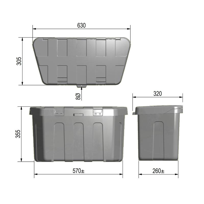 Coffre aluminium pour timon 77x34x25cm