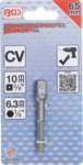 Adaptateur pour perceuses empreinte six pans m le 6,3 mm (1/4) sur carre m le 10 mm (3/8)