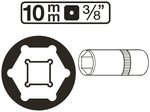 Douille pour cle, six pans, profonde 10 mm (3/8) 8-19mm