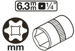 Douille pour cle, profil E 6,3 mm (1/4) E4