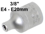 Douille pour cle, profil E 10 mm (3/8) E4