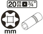 Douille pour cle, profil E, profonde 20 mm (3/4) E18 mm