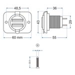 Boîtier d'encastrement USB double type A 3100mA 12V/24V