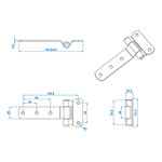 Charniere de porte 143x61mm