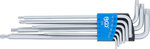 Jeu de cles extra longues profilees en T (pour Torx) avec tete spherique T10 - T50 9 pieces
