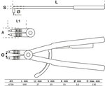 Pince pour circlips coudée pour circlips intérieurs 500 mm