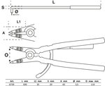 Pince pour circlips coudée pour circlips extérieurs 500 mm