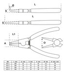 Jeu de pinces circlips 300 mm  4 pieces