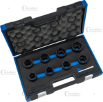Douilles specialisees a profil helicoidal 9-pcs 3/4 27-41 mm