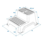 Marchepied 2 marches en plastique 70 x 60 x 38 cm