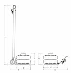 Cric ballon pneumatique 2 soufflets 2 tonnes 132-326mm manche court