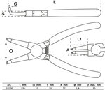 Jeu de pinces a circlips 175 mm 4 pieces