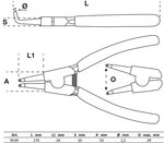 Pince a circlips 90° pour circlips exterieurs 165 mm