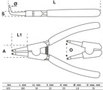 Pince a circlips courbee pour circlips interieurs 180 mm