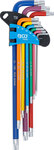 Jeu de cles allen multicolore extra longues profil T (pour Torx) T10 - T50 9 pieces