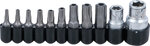 Jeu dembouts 10 mm (1/4) / 10 mm (3/8) profil T (pour Torx) avec percage 11 pieces