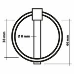 Goupille de verrouillage 8mm avec anneau 2 pieces sous blister