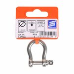 Fermoir harpe court 6mm, A4 acier inoxydable AISI 316, 1. 500 daN
