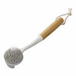 Brosse a vaisselle en silicone 30,5 cm diametre 6 cm bambou