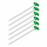 Piquet de tente 25 cm en metal avec crochet en plastique, 6 pieces dans un sachet plastique