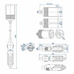 Rallonge 1M avec chargeur USB 2 voies type A 12V/24V