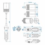 Rallonge 1M avec chargeur USB 2 voies type A 12V/24V sous blister