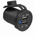 Boîtier d'encastrement USB double type A 2x2100mA 12V/24V sous blister