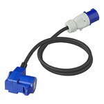 Rallonge 150 cm 3x2,5 mm² de fiche CEE vers fiche CEE coudee + prise Schuko
