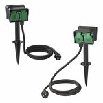 Piquet de jardin Schuko 4 voies 2M 3x2,5mm²