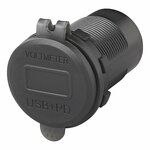 Boîtier d'encastrement USB, triple, avec 2x type A et 1x type C + voltmetre